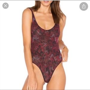Free People Mesh Paisley Body Suit